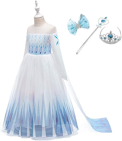 Amazon Shinykids 子供 用 アナと雪の女王2 エルサ コスプレ ドレス 変身プリンセス コスチューム キッズ ディズニープリンセス ハロウィーン クリスマス パーティー 仮装 演出 子供変装 舞台服 学園祭 プリンセスなりきり 誕生日 プレゼント 4点セット キッズ