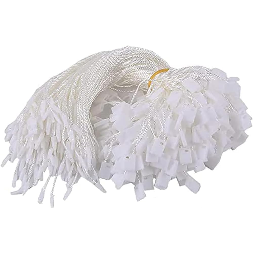 Hang Tag String Nylon String for Hang Tags 200pcs Disposable Black Price Nylon Hang Tag String with Snap Lock Pin for Clothes Brand Tag Price (White)