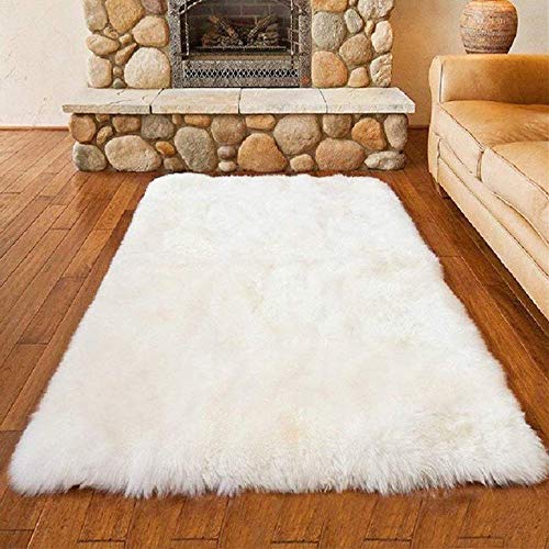 bedee Faux Sheepskin Rugs (60x150cm) Faux Fur Rug Soft Fluffy Rug Shaggy Area Rugs Anti-Skid Carpets for Bedroom Living Room Kids Room Decor