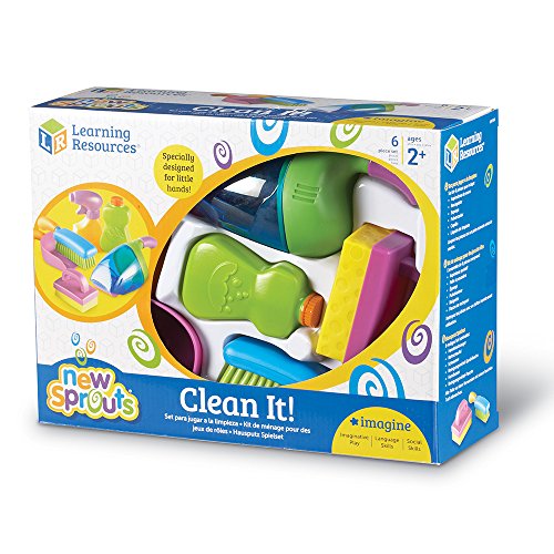 Learning Resources New Sprouts Clean It! Toddler Playset, Pretend and Learn, 6 Pieces, Ages 2 +