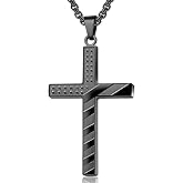 Cyqzi Cross Necklace for Men, Stainless Steel American Flag Pendant Necklace Silver Black Gold Red-Blue Cross Chainc20+2 Inches | Christian Stocking Stuffers Christmas Easter Jewelry Gifts