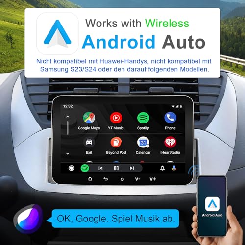 Android Car Radio 1DIN with Navigation 7 Inch Screen Wireless CarPlay & Android Car Play Radio Touch Display with Bluetooth FM WiFi GPS SWC USB 2G + 32G 1 DIN