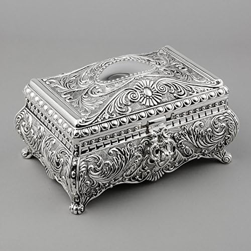 Ornate Antique Finish Rectangular Trinket Jewelry Box