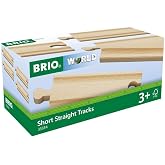 BRIO World 33334 - Premium Short Straight Tracks - 4 Piece Wooden Train Toy Set for Kids | Enhances Motor Skills | FSC-Certified Wood | Compatible with All BRIO Train Sets