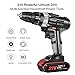 Cordless Drill Driver, Cordless Drill with 2 Batteries, 30Min Fast Charger 4.0A, 25+1 Torque Setting, 2-Variable Speed Max Torque 550 In-lbs, 3/8