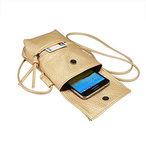 WaitingU Universal Crossbody Cell Phone Bag Multipurpose Soft PU Leather Carrying Cases Wallet Purse Shoulder Bag for iPhone 6/6S Plus 6/6S Samsung Galaxy Note Series Phones Under 6.2 inchs -Champagne - Thumbnail 3