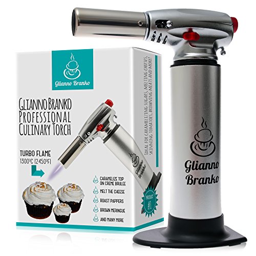 Culinary Torch - Best Creme Brulee Torch - Kitchen Blow torch with SAFETY LOCK & Adjustable Flame â€“ Elegant Chef & Home Cooking Torch. NO FUEL INCLUDED.