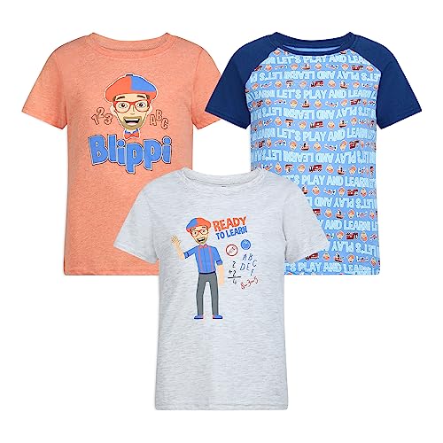 CHILDREN’S APPAREL NETWORK KIDEO BOY’S 3-PIECE BLIPPI CREWNECK AND RAGLAN TEE SHIRT SET, ORANGE/GREY/BLUE, SIZE 18M