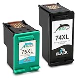 FreeSUB 1 Black+1 Tri-Color Remanufactured Ink Cartridge Replacement For 74XL 75XL High Yield For Deskjet D4260 D4360 Officejet J5725 J6405 Photosmart C4280 C4385 C4480 C4580 C5280 C5580 D5360