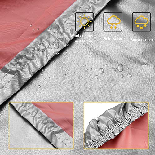 cciyu Universal Car Cover Waterproof 190T Polyester for Most Cars Up to 190” All Weather Protection with Mirror Pockets Reflective - Silver Grey - Thumbnail 4