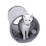 Speedy Pet Collapsible Cat Tunnel, Cat Toys Play Tunnel Durable Suede Hideaway Pet Crinkle Tunnel with Ball,12 inch Diameter S