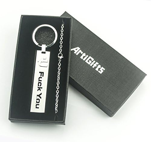 Fck You Theme Sexy Motorcycle Keychain - Stainless Steel Car Key Chain with 3mm Cable Chain Necklace for Men and Women - By ArtiGifts