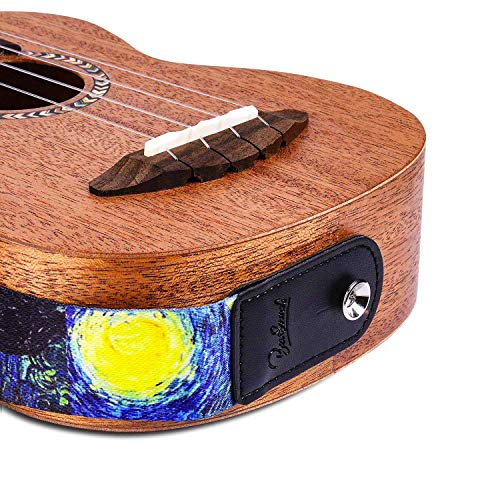 Van Gogh"Starry Night" Ukulele Strap & Leather Ends Shoulder Strap for