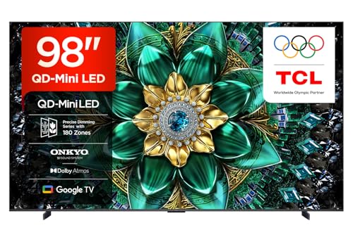 TCL 98Q6C 98 Inch QD Mini LED TV, 4K HDR Premium 1000nits, Smart TV with Google TV (Dolby Vision IQ & Atmos, Onkyo 2.1 Sound System, 144Hz Motion Clarity Pro, Game Master)