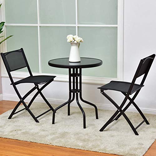 S AFSTAR 3Piece Bistro Set for Outdoor Yard Garden Park, Round Table