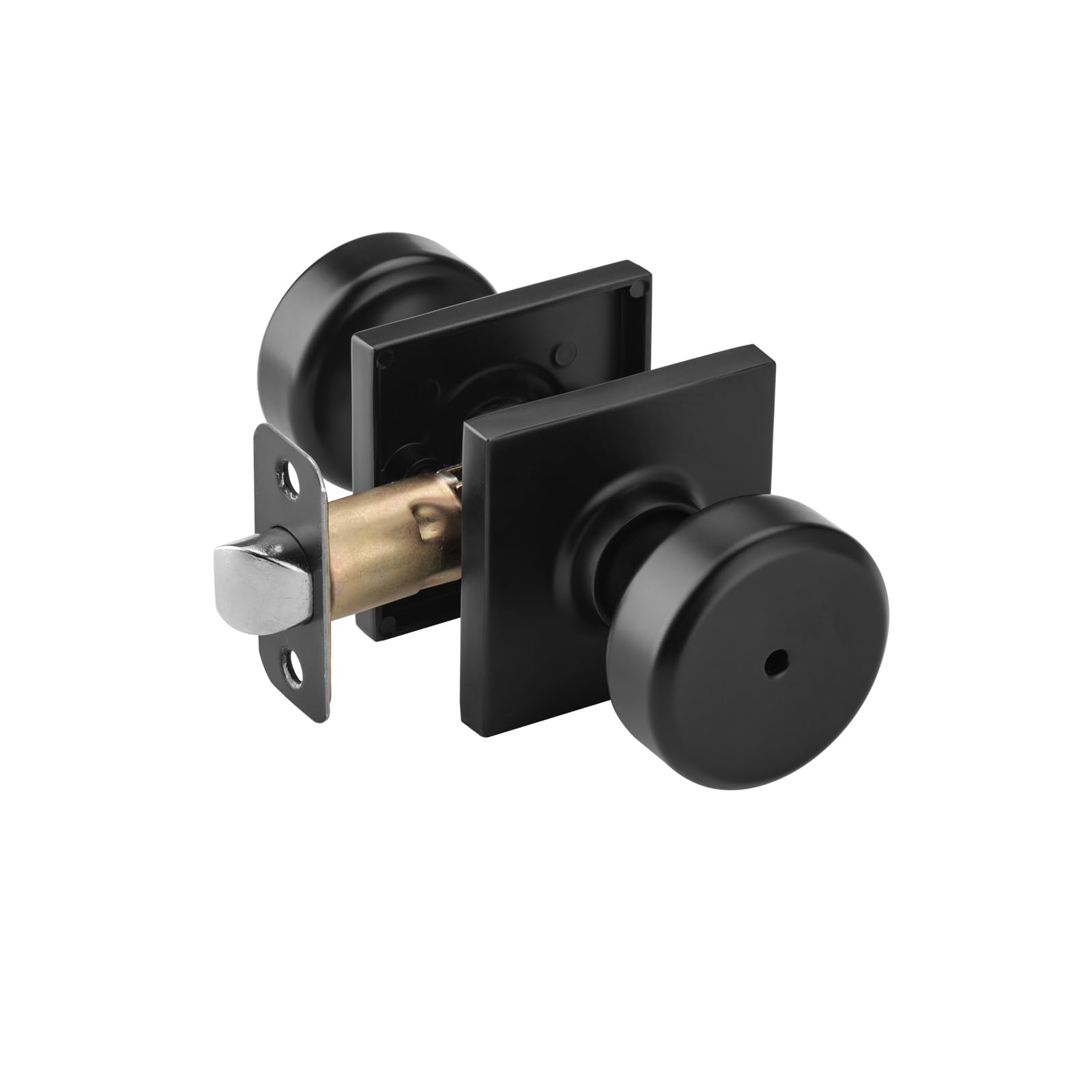 Photo 1 of NCSEN Black Interior Door Knobs for Bathroom & Bedroom, Pismo Doorknob Turn Lock with Square Rosette, Heavy Duty Privacy Door Knob with Lock