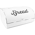 AuldHome Design Rustic White Bread Box; Farmhouse Vintage Enamelware Countertop Bread Bin