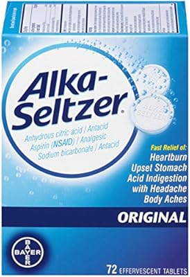 Alka-Seltzer Original Effervescent Tablets - fast relief of heartburn, upset stomach, acid indigestion with headache and body aches - 72 Count