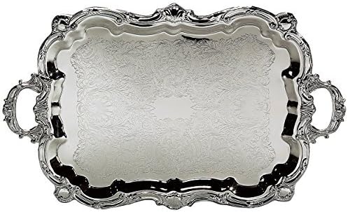 18 X 30 BAROQUE TRAY - 18 X 30 SILVER PLATED BAROQUE TRAY WITH HANDLES by Leeber