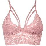 Ted Noah Floral Racerback Bralette Top Sheer Bustier Wlreless Removable Pads Breathable Bra(L.Rose, M)