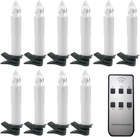 Uonlytech Led Christmas Tree Candles Wireless Flameless Flickering Clip
