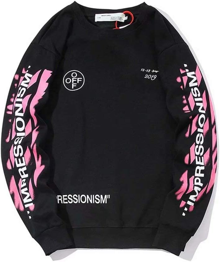 Off Men's Sweatshirt OW White Women Couples Long Sleeve T-Shirt Sweater Fashion Hoodies(Order One Size Up)