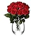 Lovemat 12 PCS Real Touch Latex PU Roses Artificial Flowers for Wedding Home Decor (red)