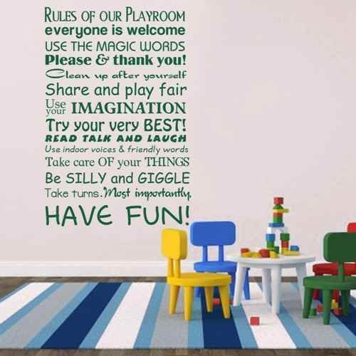 Rules Of Our Playroom Playroom Rules Wall Decal Kid Room Decal Baby Nursery Wall Decal Children(Dark brown,s)