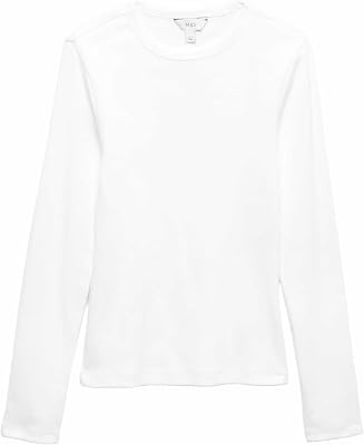 Top Acanalado de algodón Blanco Suave UK 10 (EU 38)