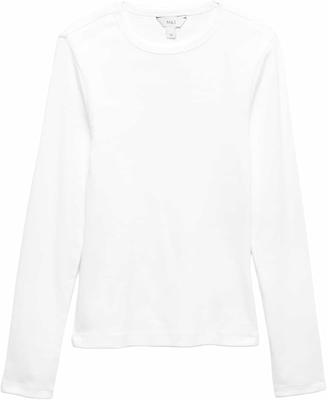 Top de algodão branco canelado macio UK 10 (EU 38)