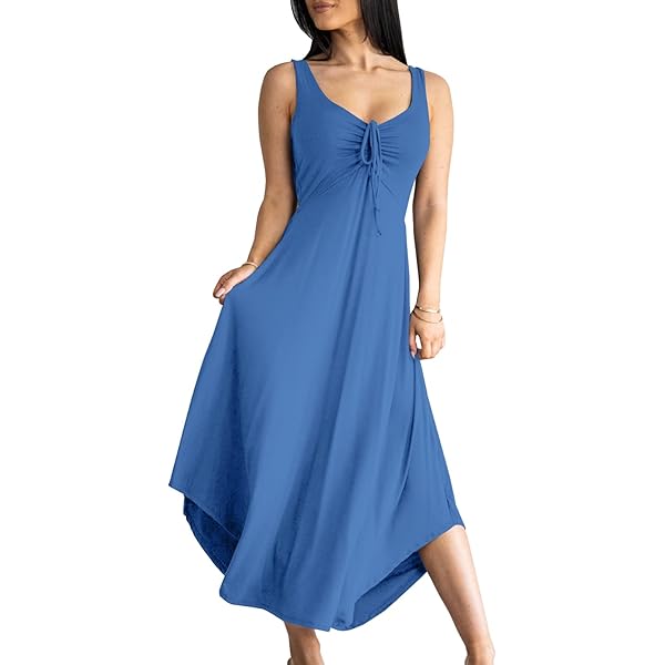 Backless Sundress ZAFUL U Neck Backless Split Flowy Maxi Casual