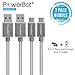 PowerBot PB303 2-Pack Data Sync 2.4A Charging Cable 5Gbps High-Speed USB 3.1 Type-C to USB 3.0 Type-A 4 Feet 1.2 Meters Braided Nylon w/Aluminum Connector for MacBook, Google Nexus, LG G5, Lumia