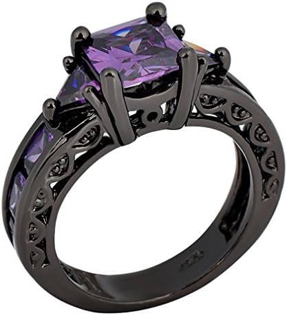 Women's Fashion Jewelry Purple CZ Set In Black Gold Filled Ring Size 8