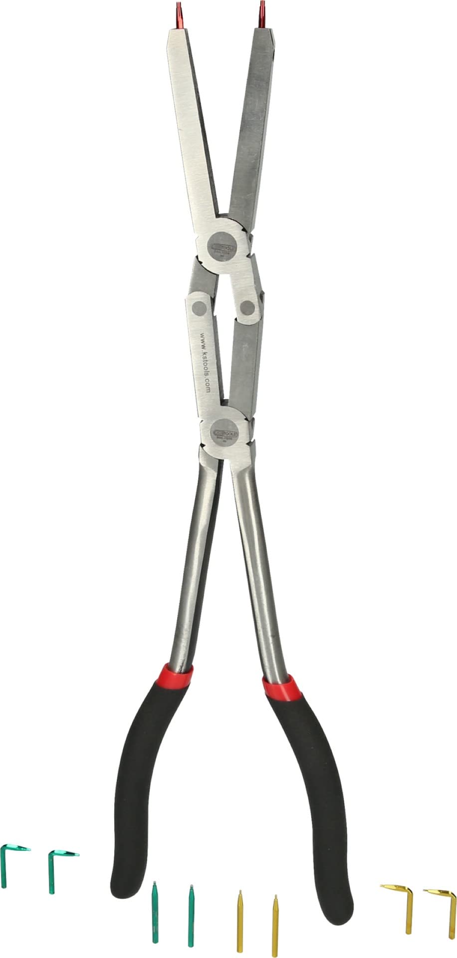 KS Tools 500.7035 Internal Circlips with Interchangeable Tips, Double Joint Circlip Pliers for External Circlips