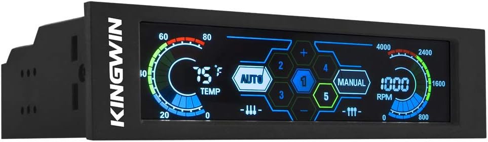Amazon Com Kingwin Fpx 007 Performance 5 25 Touchscreen Lcd Fan Controller Cooling With Liquid Crystal Display Module Features Temperature Monitor Rpm Display And Fan Fail Alarm Computers Accessories