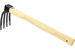LiebeWH Lightweight Carbon Steel Hoe Fork Combo with Wooden Handle, Ideal for Efficient Gardening, Digging, Crushing and Aera
