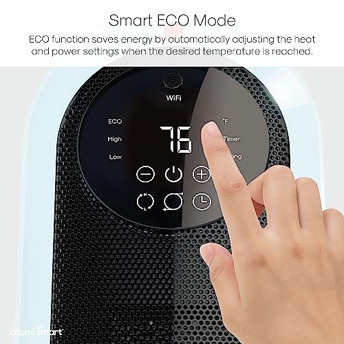 Atomi Smart WiFi Tabletop Heater 16” 1500W, WideAngle Oscillation