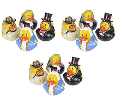 Novelty 12 Count Usa Historical Figure Style Rubber Ducks
