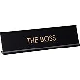 The Boss Novelty Desk Sign. Black Frame | (2 x 8")