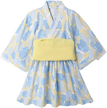 Baby Girl Kimono Robe Dress Organic Cotton Japan Yukata with Belt for 1-7 years