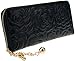 Heshe Women Rose Pattern Zipper Around Organizer Clutch Card Case Holder Money Clip Long Wallet
