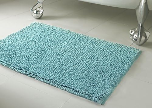 Creative Home IdeasResort Collection Plush Chenille Bathroom Rugs – Non-Slip Backing and Machine Washable, Aqua - 17 x 24 Inches Bath Mat