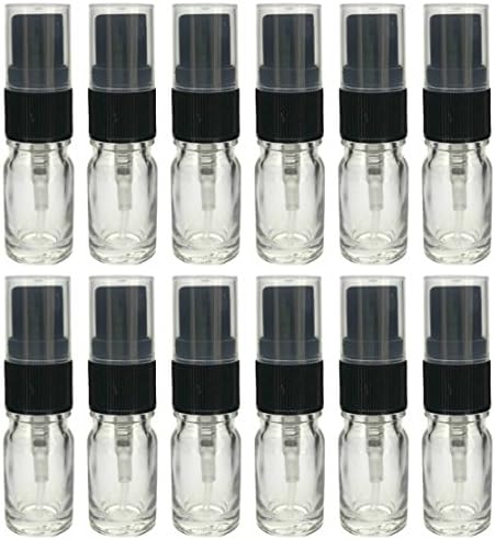12 5 ML Clear Essential Oil Bottles with Black Fine Mist Spray Cap