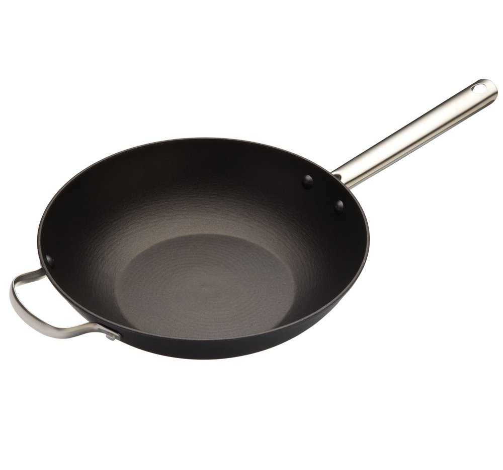 Master Class Professional Lightweight Cast Iron InductionSafe Wok, 30