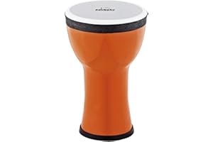 Nino Percussion Kids' Djembe, 100% Synthetic Pre-Tuned, Compact Size-NOT Made in China-Tangerine Finish, for Classroom Music or Playing at Home, 2-Year Warranty (NINO-EMDJ-T)