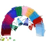 Wuligirl 100 PCS Colorful Drawstring Organza Marbles Coins Bags Pouch Gift Bags Wedding Party Festival Bags Candy Bags (100 pcs Mix, 4X6")