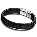 ORAZIO Leather Bracelet Braided Bangle for Men Stainless Steel Clasp,8.5 Inches,LB07B-8.5