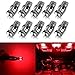 Antline 194 168 2825 T10 W5W Error Free LED Bulb Red, Super Bright 300 Lumens 10-SMD 5730 Chipset LED Bulbs for Interior Dome Map Door Courtesy License Plate Lights, Pack of 10
