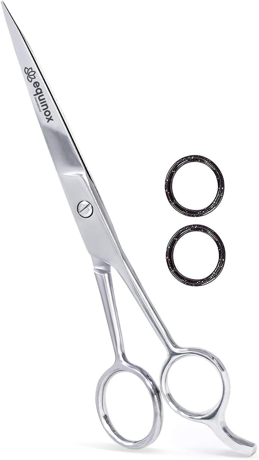 Equinox Professional Shears with Finger Rest and Finger Inserts - Ice Tempered Barber Hair Cutting Scissors - 6.5 Inches - Stainless Steel Rust Resistant Hair Scissors