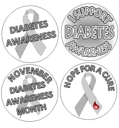 Set of 4 DIABETES AWARENESS 1.25